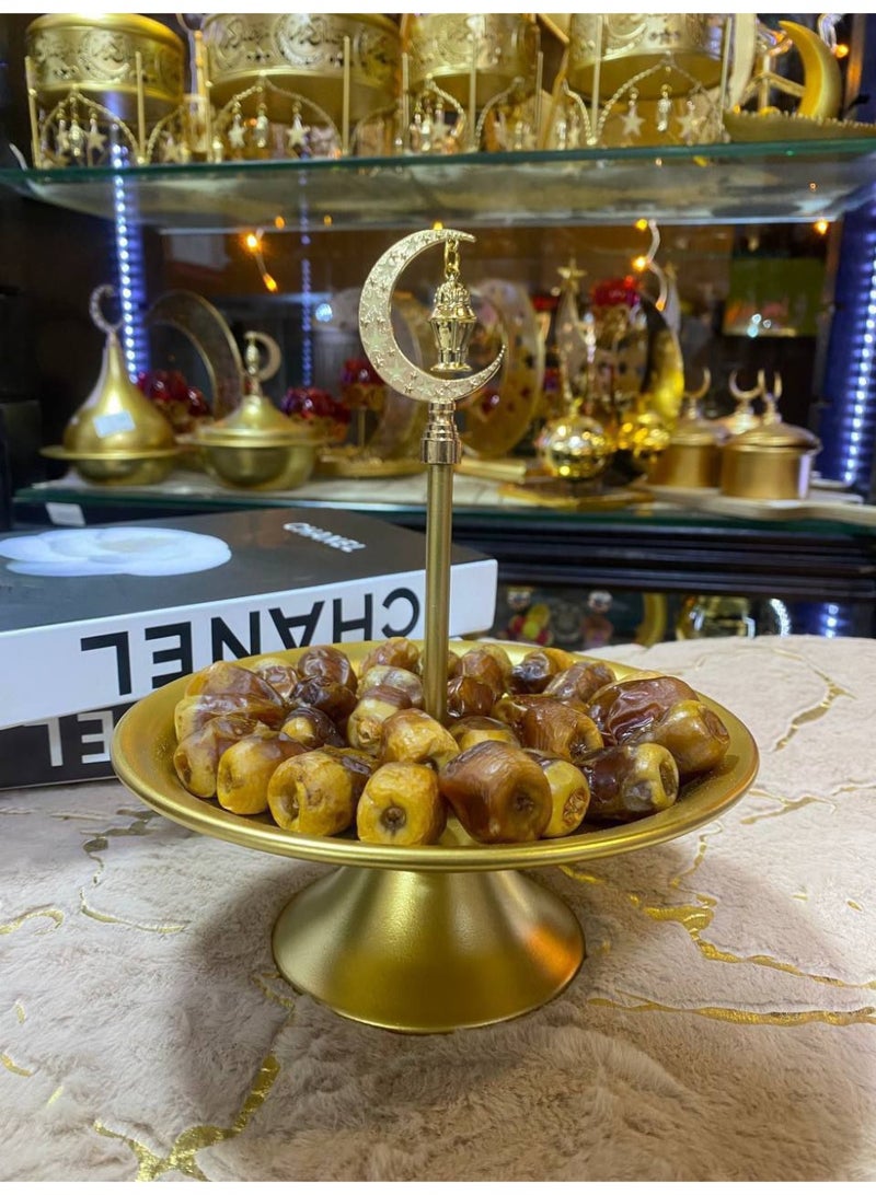 شياله و تمرية 1 دور هلال معدن جولدلضيافة الملكية في رمضان والعيد الشياله الملكيه العثماني شياله تمر 1 دور هلال معدن جولد   شيك جدا لتقديم الحلويات والياميش والكحك والبسكوت ومكسرات وجوده عالي جدا - Image 1